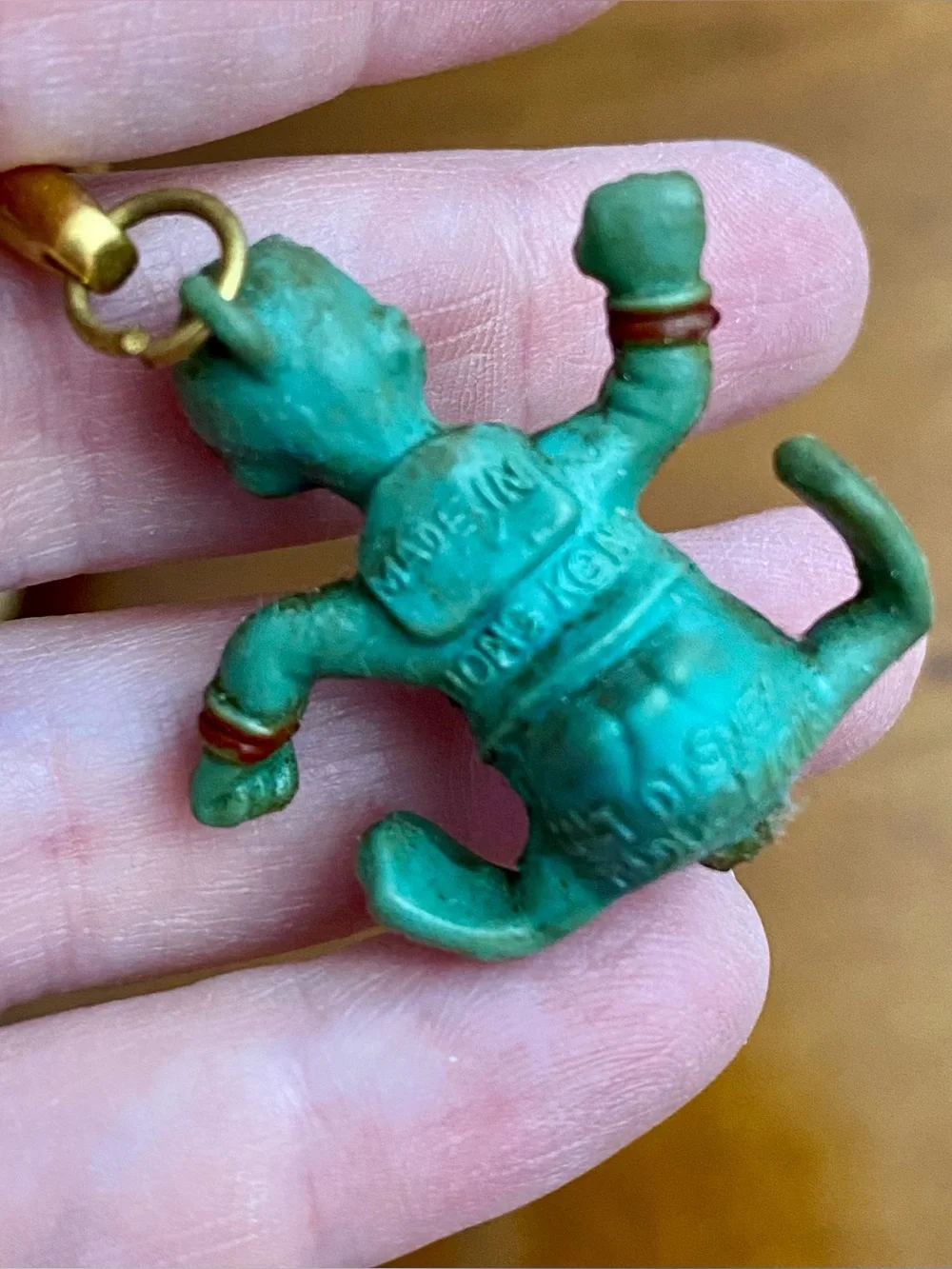 Rare 60s Vintage Walt Disney Production Donald Duck Green Monochromatic Keychain